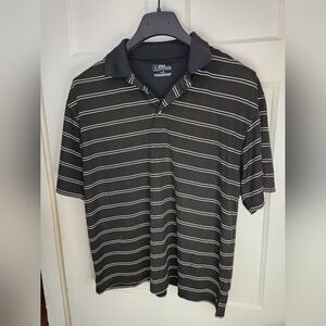 PGA Tour Black Polo with White Stripes